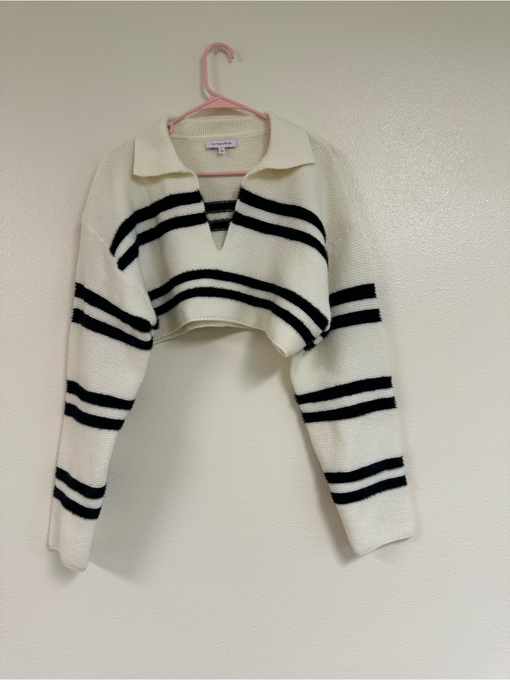Buttermelon Striped Cropped Sweater